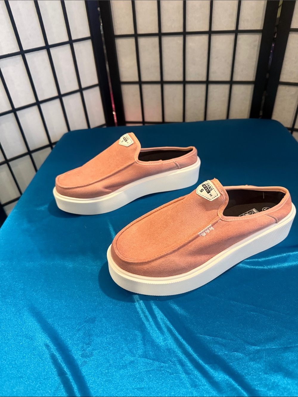 Platform Slip-On Mules in Dusty Rose
